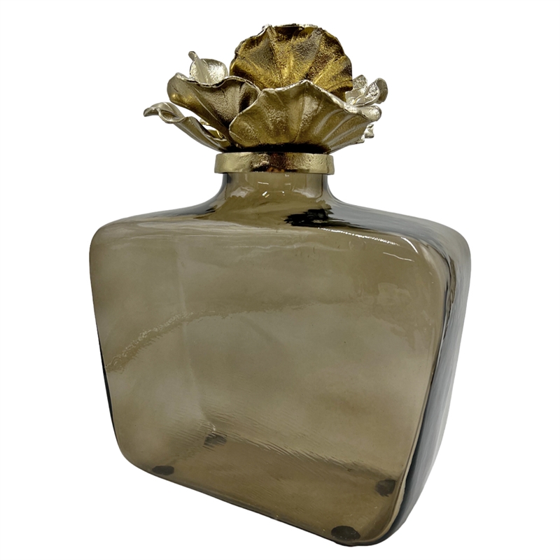 Bergamo Art Decorative Handmade Aluminum and Glass Perfume Bottle Sculpture Gold