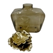 Bergamo Art Decorative Handmade Aluminum and Glass Perfume Bottle Sculpture Gold