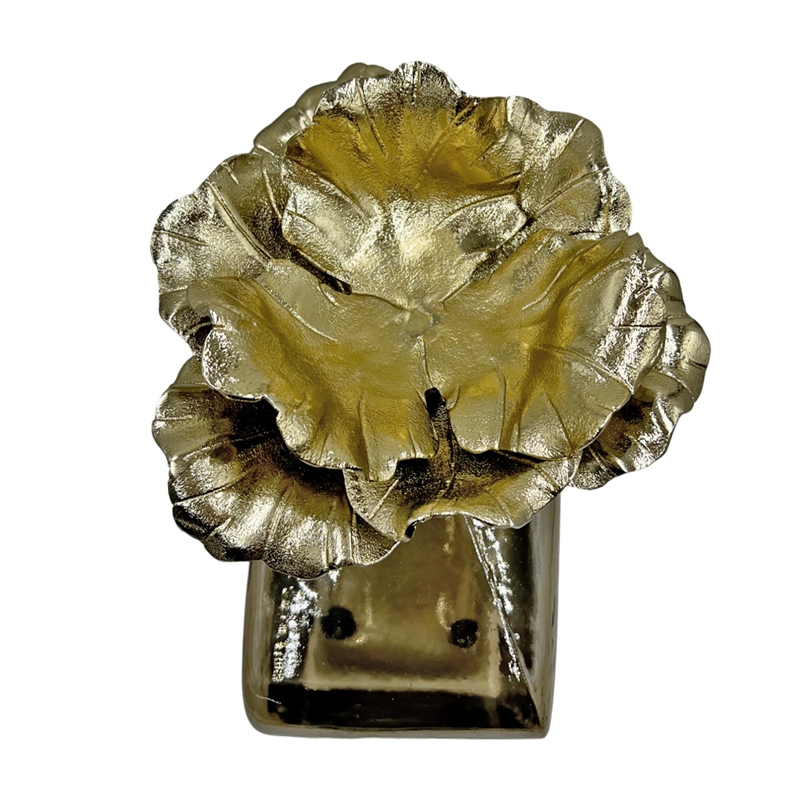 Bergamo Art Decorative Handmade Aluminum and Glass Perfume Bottle Sculpture Gold