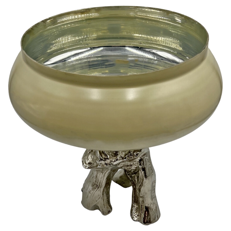 Bergamo Art 13 Inch Tall Handmade Aluminum and Glass Artistic Round Bowl Brown