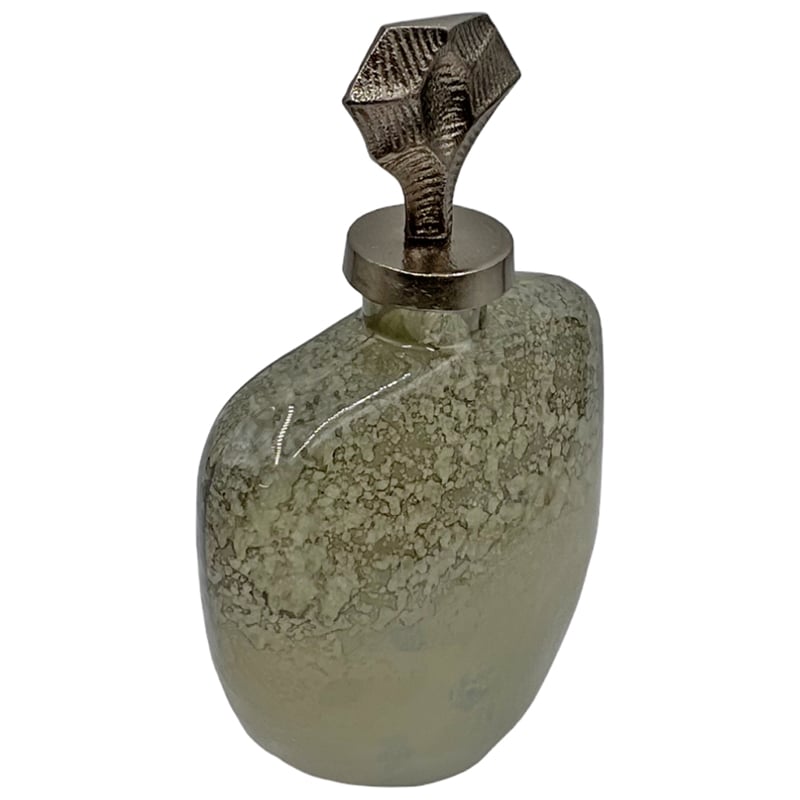 Bergamo Art 14 Inch Tall Handmade Aluminum and Glass Bottle Sculpture in Gold