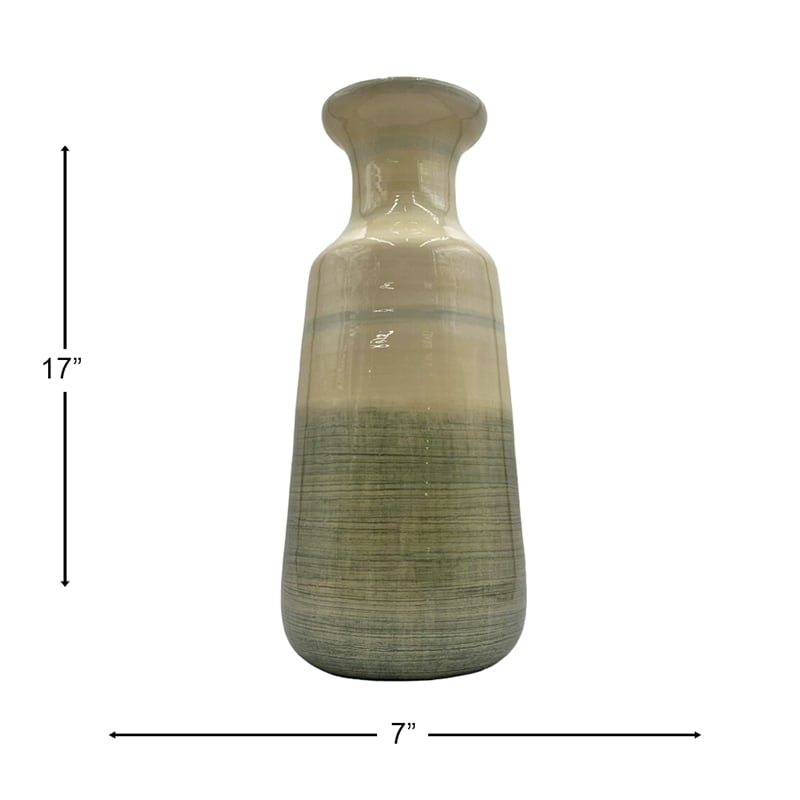 Bergamo Art Decorative Handmade Glass Modern Jug Flower Vase in Green