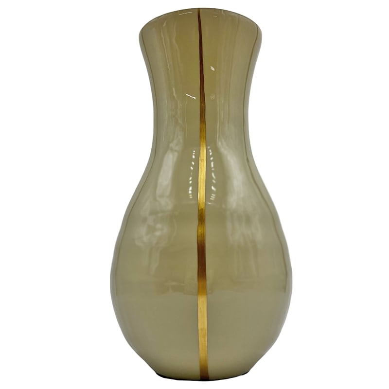 Bergamo Art 13.5 Inch Tall Decorative Handmade Glass Modern Flower Vase in Ivory