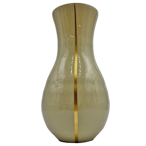 Bergamo Art 13.5 Inch Tall Decorative Handmade Glass Modern Flower Vase in Ivory