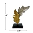 Bergamo Art 12 Inch Tall Handmade Aluminum Leaf Sculpture in Gold and Silver