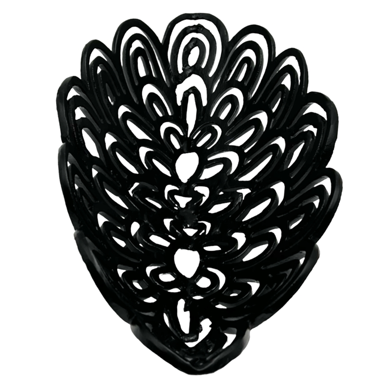 Bergamo Art 19 Inch Decorative Handmade Aluminum Peacock Feather Bowl in Black