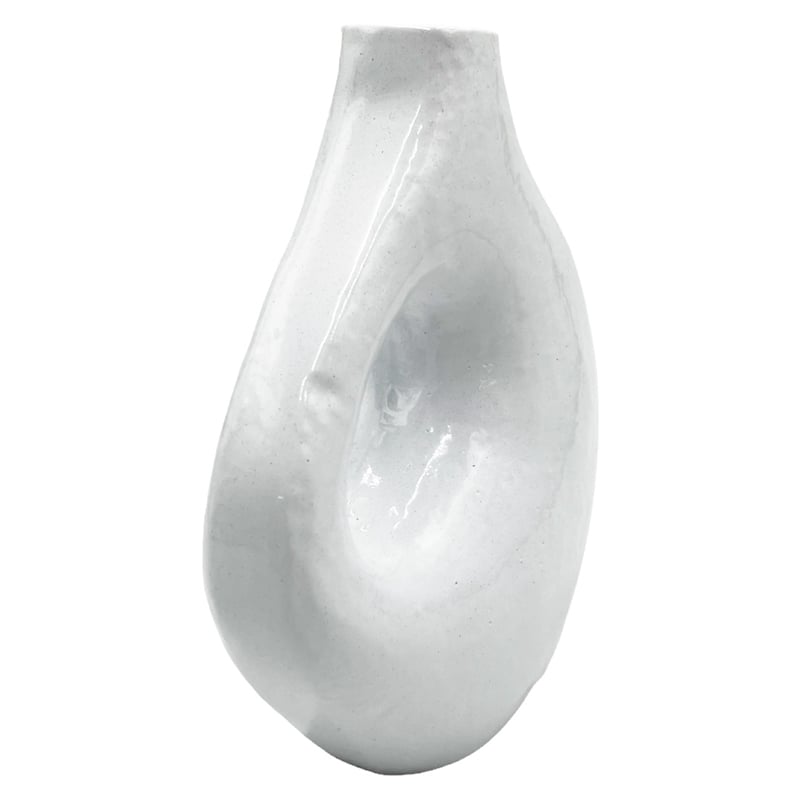 Bergamo Art 7.5 Inch Tall Decorative Handmade Aluminum Jug Flower Vase in White