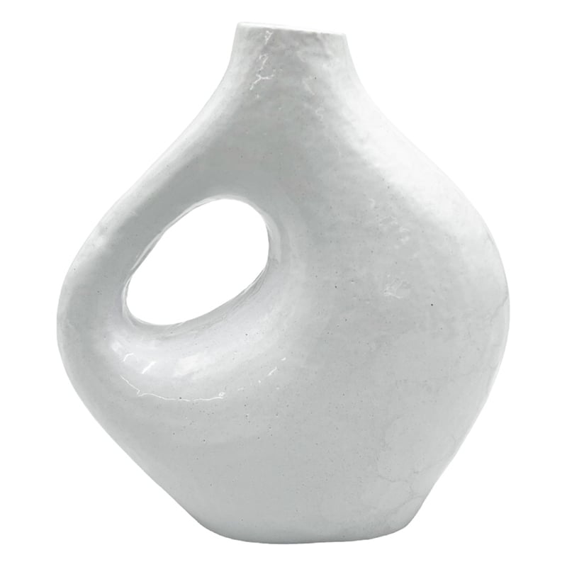 Bergamo Art 7.5 Inch Tall Decorative Handmade Aluminum Jug Flower Vase in White