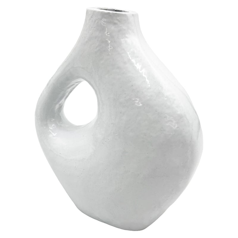 Bergamo Art 7.5 Inch Tall Decorative Handmade Aluminum Jug Flower Vase in White