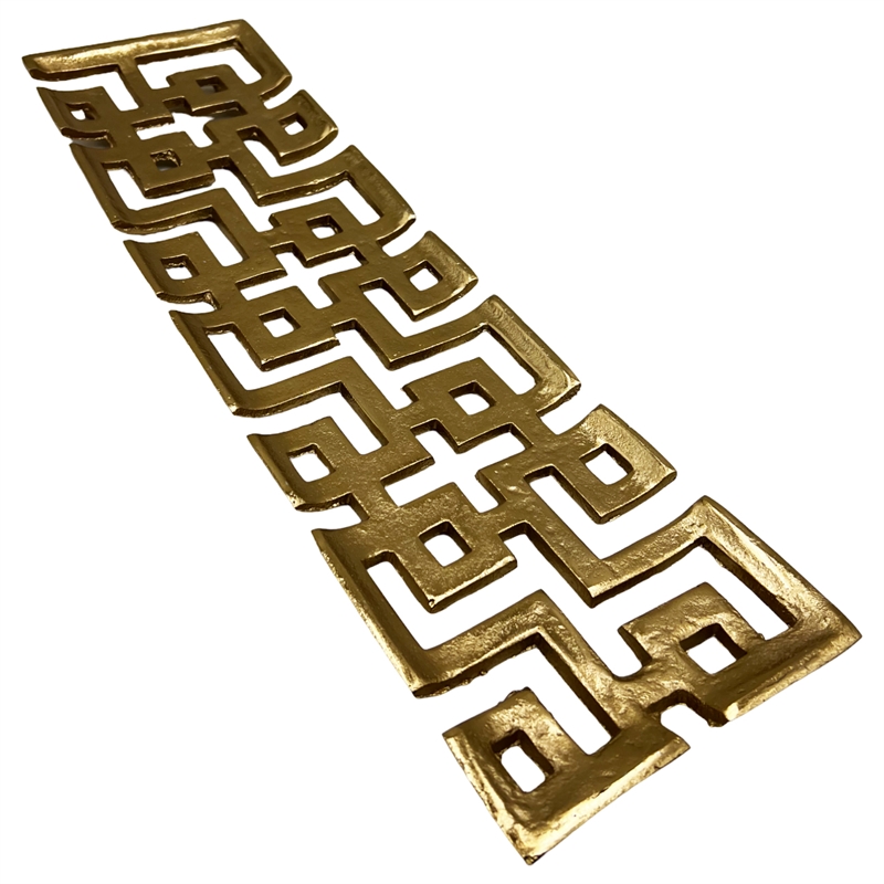 Bergamo Art 22 inch Long Decorative Handmade Aluminum Modern Tray in Gold