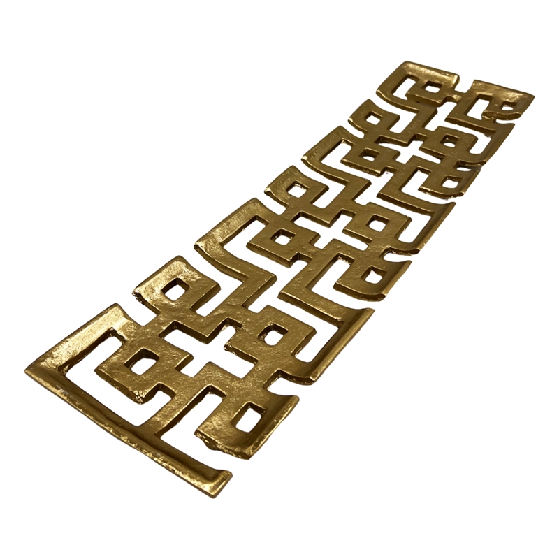 Bergamo Art 22 inch Long Decorative Handmade Aluminum Modern Tray in Gold