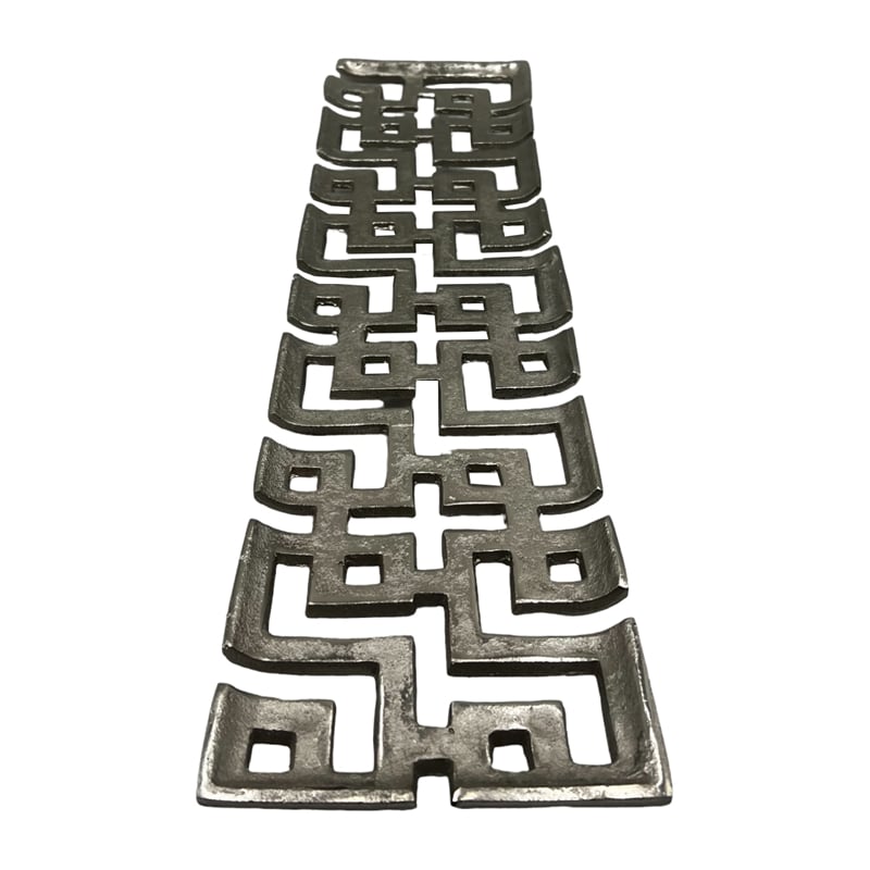 Bergamo Art 22 inch Long Decorative Handmade Aluminum Modern Tray in Nickel