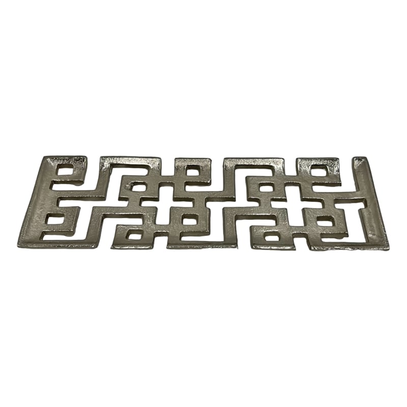 Bergamo Art 16 inch Long Decorative Handmade Aluminum Modern Tray in Nickel