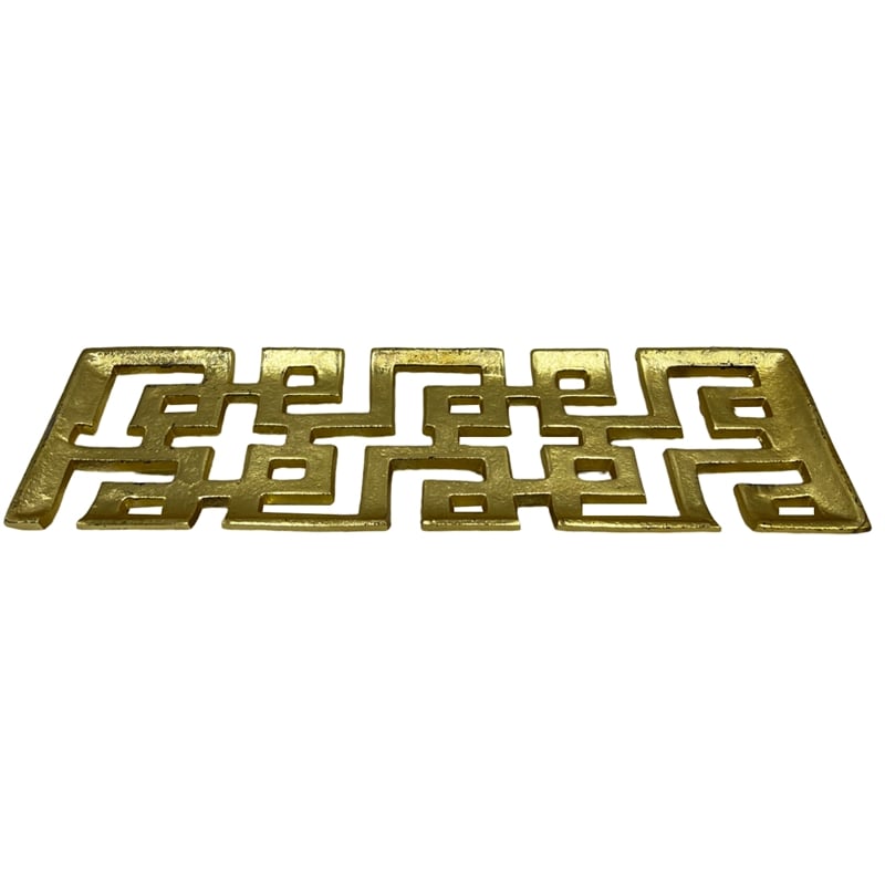 Bergamo Art 16 inch Long Decorative Handmade Aluminum Modern Tray in Gold