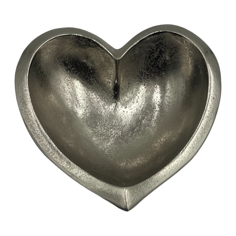 Bergamo Art Set of 2 Decorative Handmade Aluminum Heart Bowl in Nickel