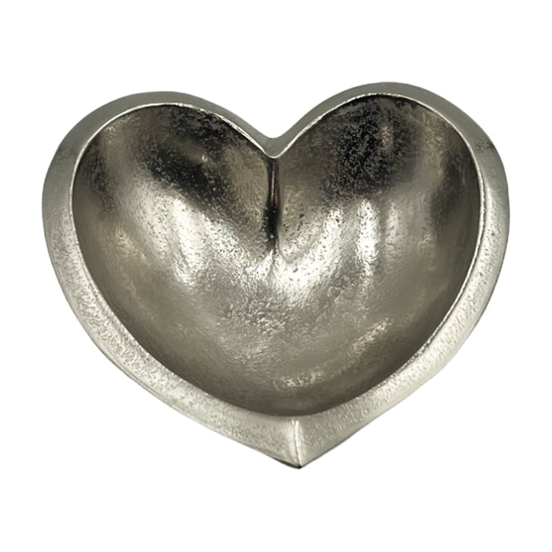 Bergamo Art Set of 2 Decorative Handmade Aluminum Heart Bowl in Nickel