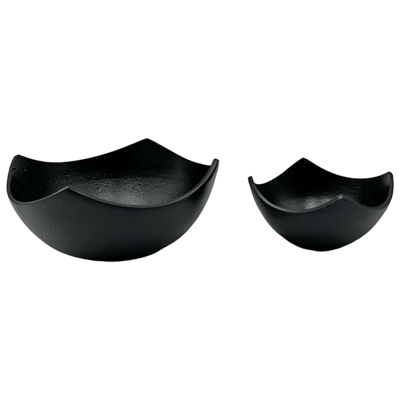 Bergamo Art Set of 2 Decorative Handmade Aluminum Modern Bowl in Black