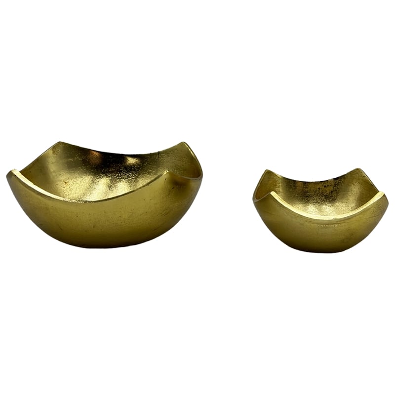Bergamo Art Set of 2 Decorative Handmade Aluminum Modern Bowl in Gold