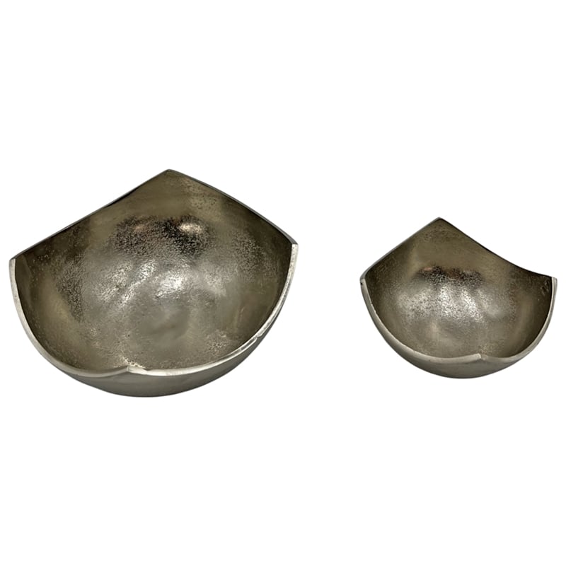 Bergamo Art Set of 2 Decorative Handmade Aluminum Modern Bowl in Nickel