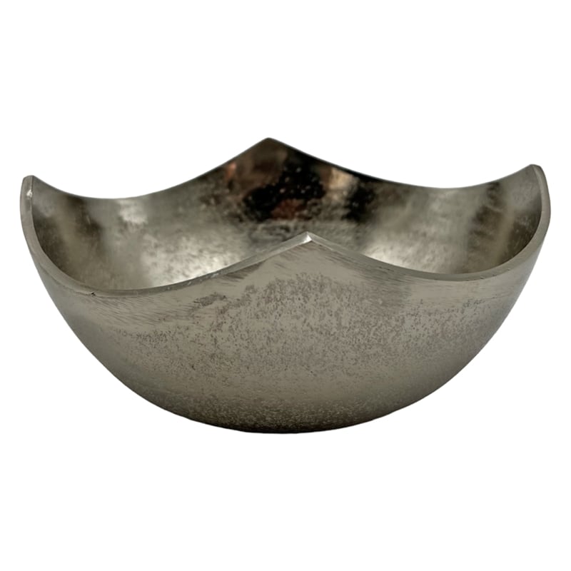 Bergamo Art Set of 2 Decorative Handmade Aluminum Modern Bowl in Nickel