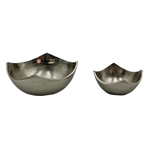 Bergamo Art Set of 2 Decorative Handmade Aluminum Modern Bowl in Nickel