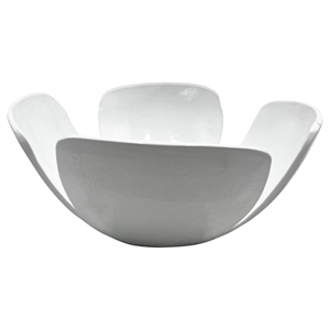 Bergamo Art 9 Inch Wide Decorative Handmade Aluminum Clover Leaf Bowl in White