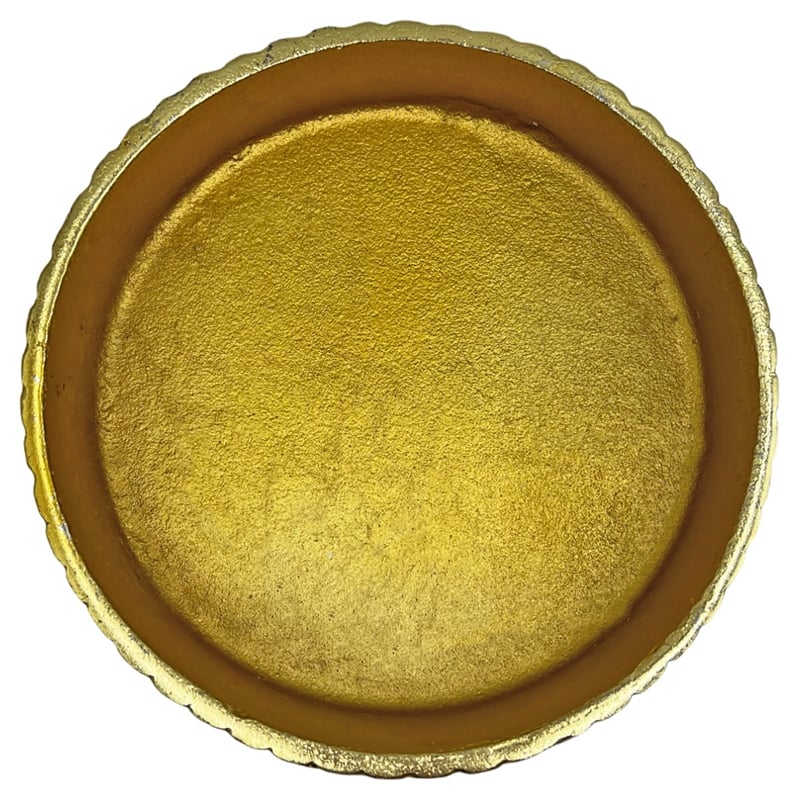 Bergamo Art 8 Inch Wide Decorative Handmade Aluminum Round Bowl with Cap in Gold