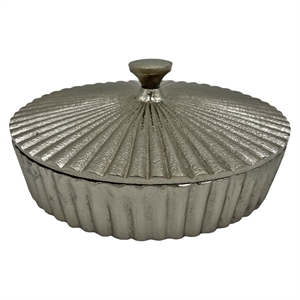 Bergamo Art 8&quot Wide Decorative Handmade Aluminum Round Bowl with Cap in Nickel