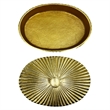 Bergamo Art 10 Inch Wide Decorative Handmade Aluminum Oval Bowl with Cap in Gold