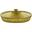 Bergamo Art 10 Inch Wide Decorative Handmade Aluminum Oval Bowl with Cap in Gold