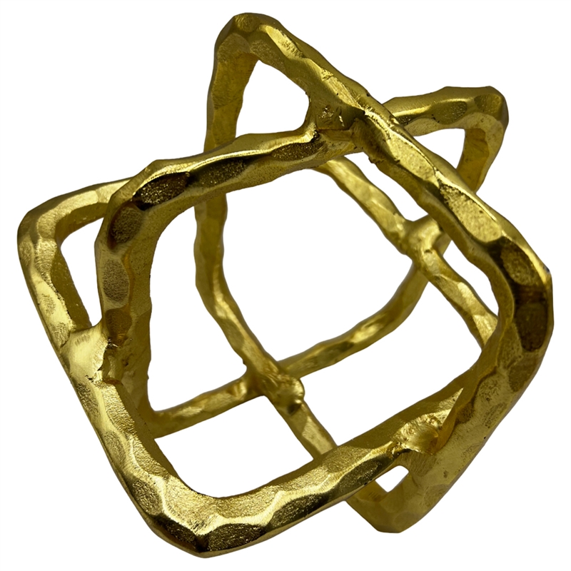 Bergamo Art 7.5 inch Decorative Handmade Aluminum Square Sculpture in Gold