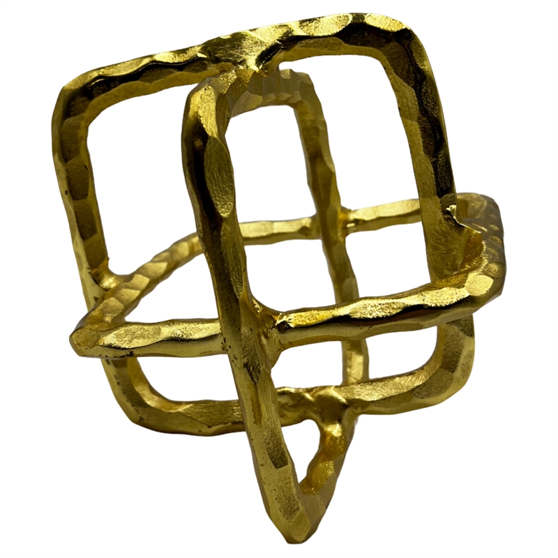 Bergamo Art 7.5 inch Decorative Handmade Aluminum Square Sculpture in Gold