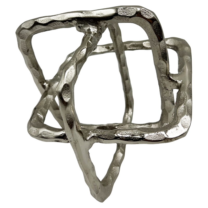 Bergamo Art 7.5 inch Decorative Handmade Aluminum Square Sculpture in Nickel