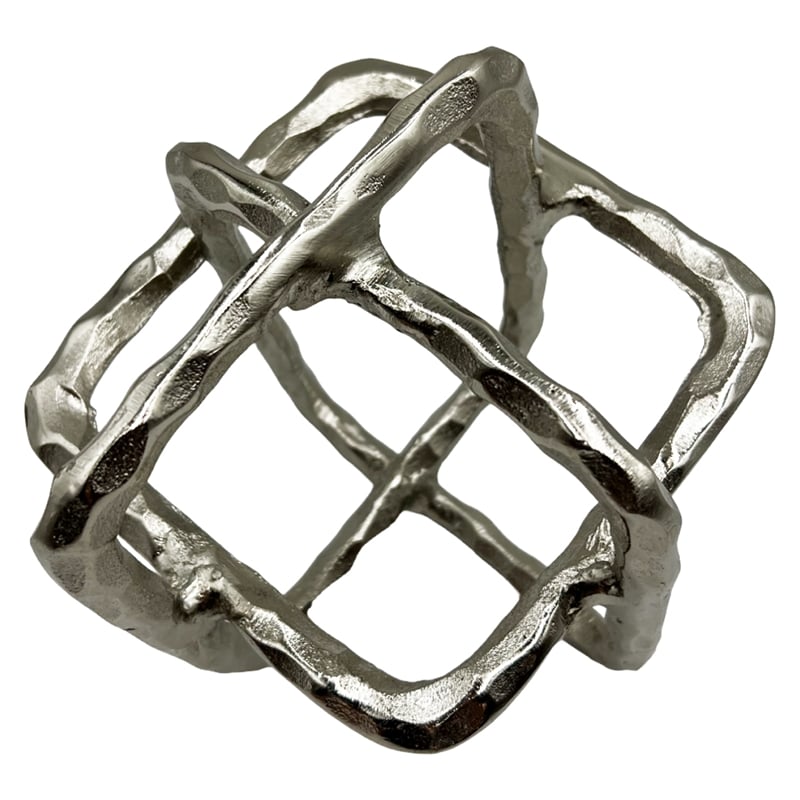 Bergamo Art 7.5 inch Decorative Handmade Aluminum Square Sculpture in Nickel