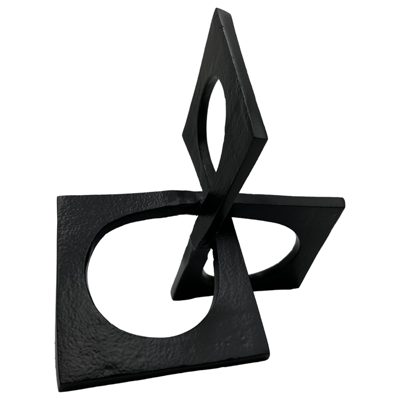 Bergamo Art 8.5 inch Decorative Handmade Aluminum Square Sculpture in Black