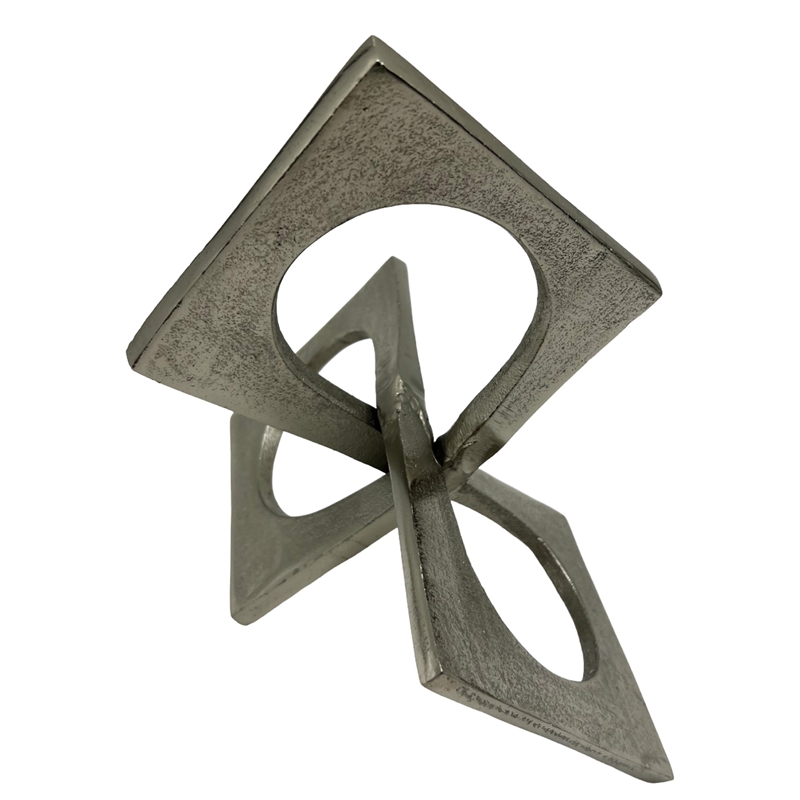 Bergamo Art 8.5 inch Decorative Handmade Aluminum Square Sculpture in Nickel