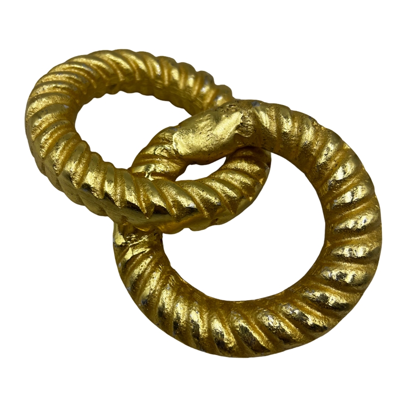 Bergamo Art Decorative Handmade Aluminum 6 inch Modern Chain Sculpture in Gold