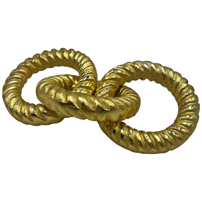 Bergamo Art 8 inch Decorative Handmade Aluminum Modern Chain Sculpture in Gold