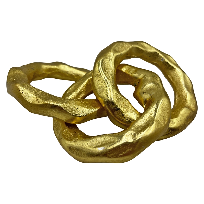 Bergamo Art 7.5 inch Decorative Handmade Aluminum Modern Chain Sculpture in Gold