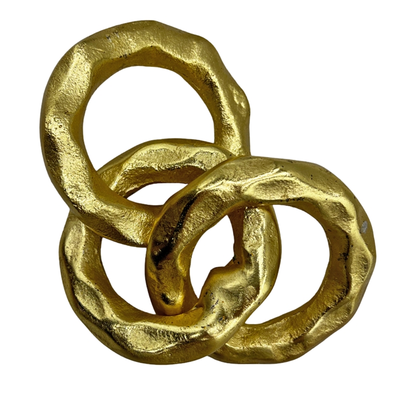 Bergamo Art 7.5 inch Decorative Handmade Aluminum Modern Chain Sculpture in Gold