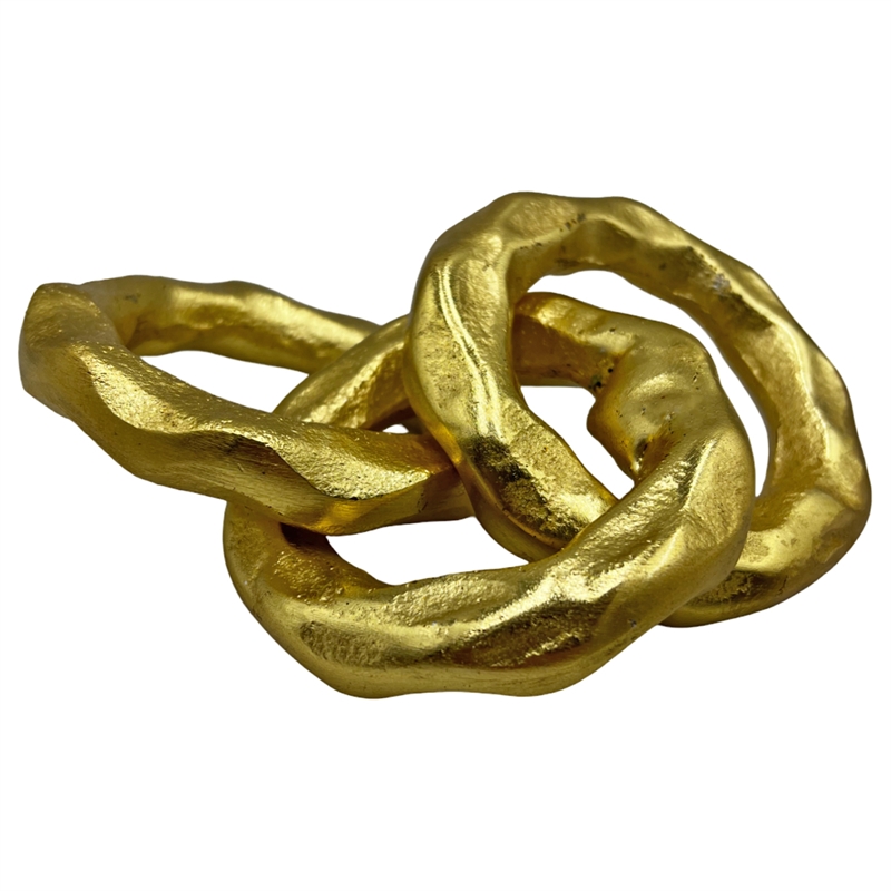 Bergamo Art 7.5 inch Decorative Handmade Aluminum Modern Chain Sculpture in Gold