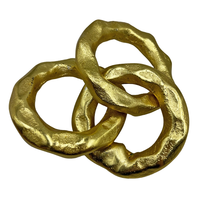 Bergamo Art 7.5 inch Decorative Handmade Aluminum Modern Chain Sculpture in Gold