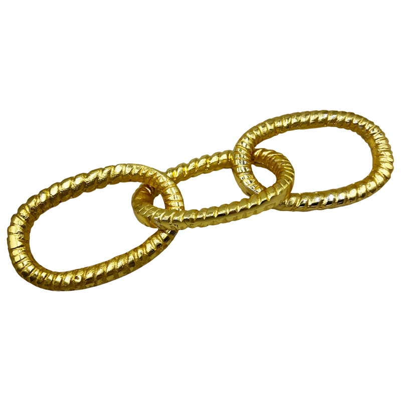 Bergamo Art 12 inch Decorative Handmade Aluminum Modern Chain Sculpture in Gold