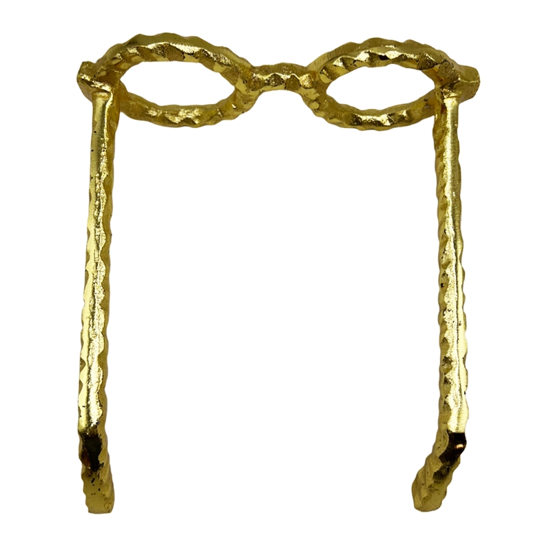 Bergamo Art Decorative Handmade Aluminum 7.5 inch Glasses Sculpture in Gold
