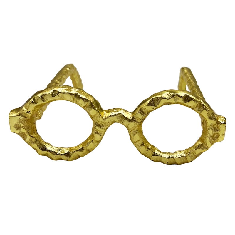 Bergamo Art Decorative Handmade Aluminum 7.5 inch Glasses Sculpture in Gold