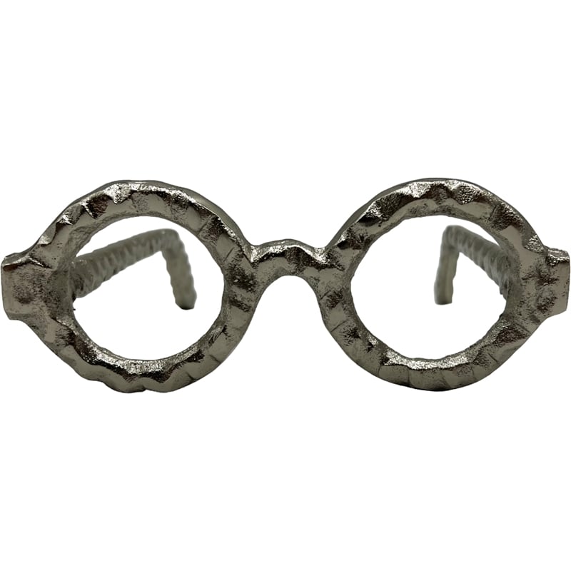 Bergamo Art Decorative Handmade Aluminum 7.5 inch Glasses Sculpture in Nickel