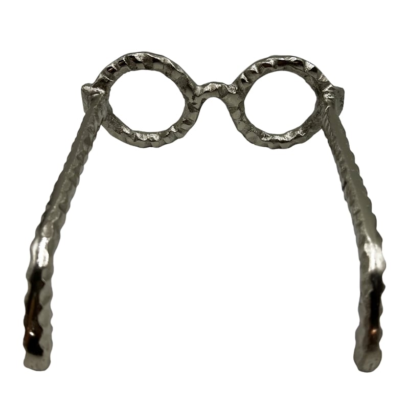 Bergamo Art Decorative Handmade Aluminum 7.5 inch Glasses Sculpture in Nickel