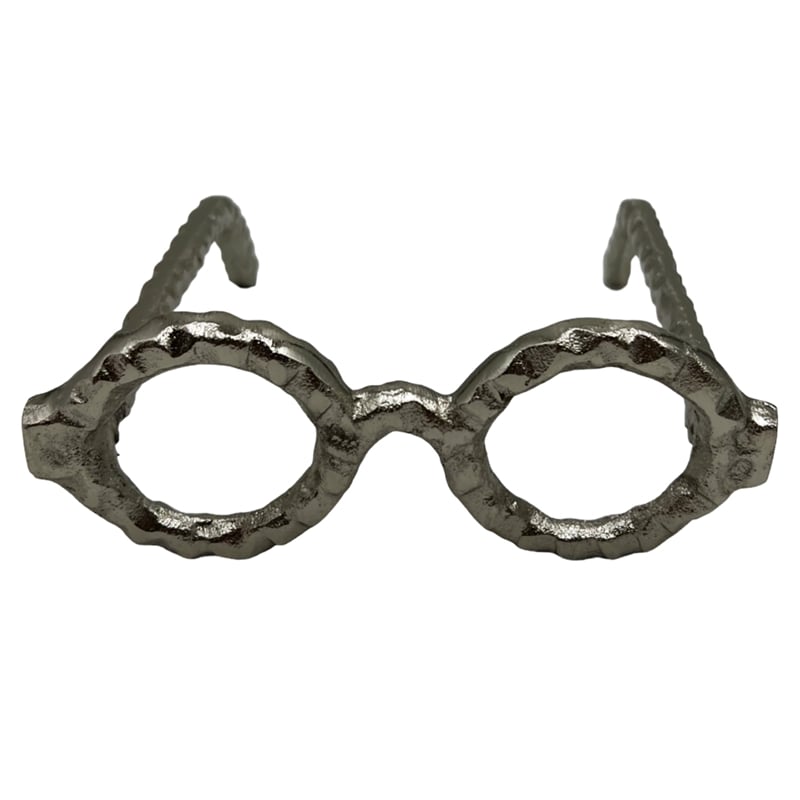 Bergamo Art Decorative Handmade Aluminum 7.5 inch Glasses Sculpture in Nickel