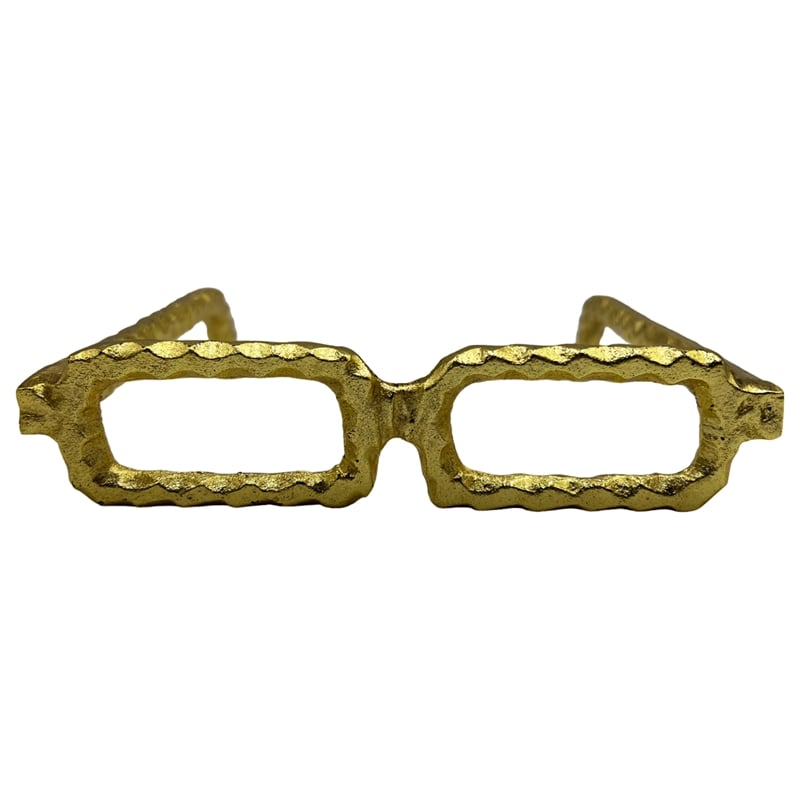 Bergamo Art Decorative Handmade Aluminum 8 inch Glasses Sculpture in Gold