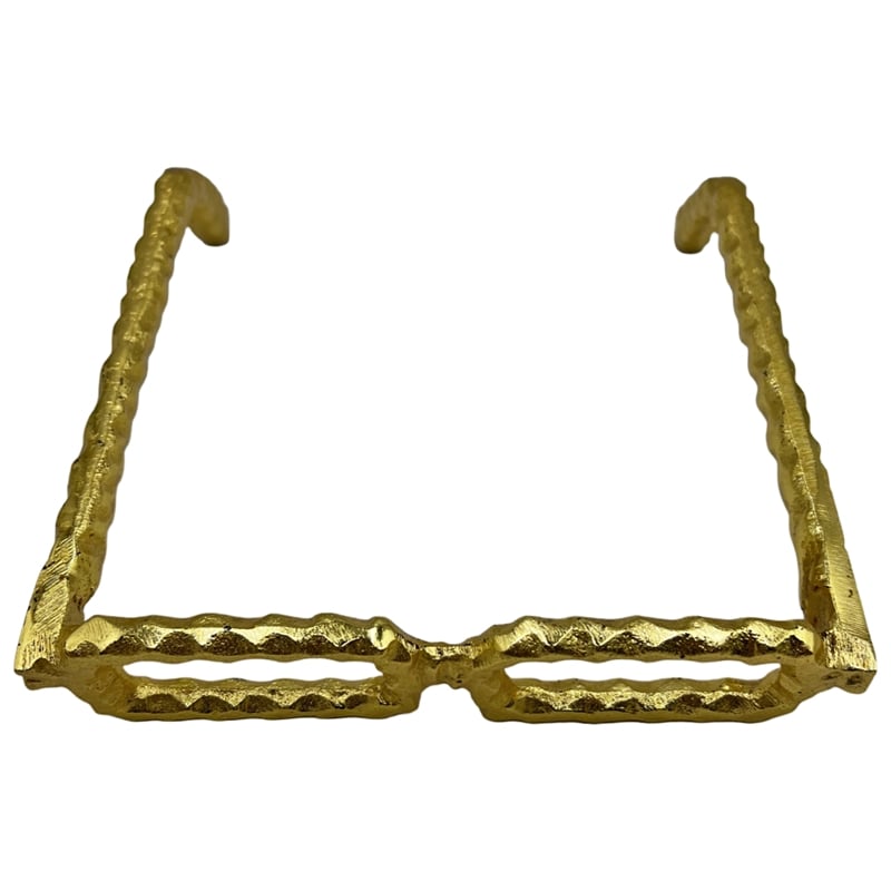 Bergamo Art Decorative Handmade Aluminum 8 inch Glasses Sculpture in Gold
